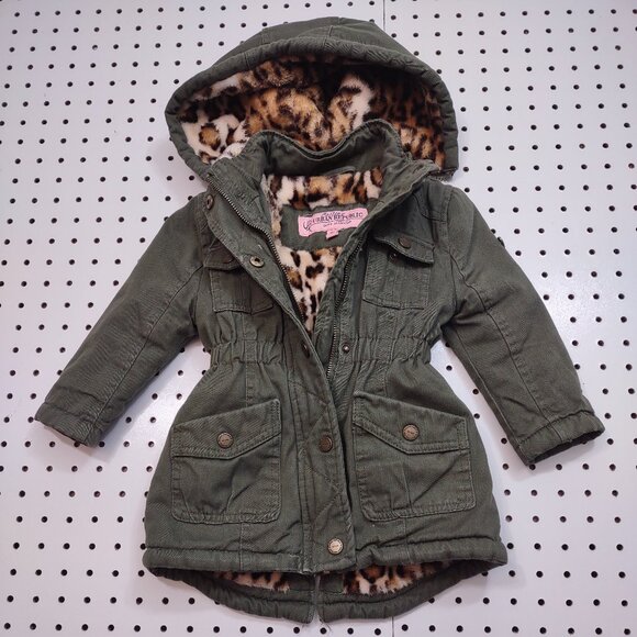 Urban Republic Green Toddler Jacket with Leopard Lining - Picture 1 of 13